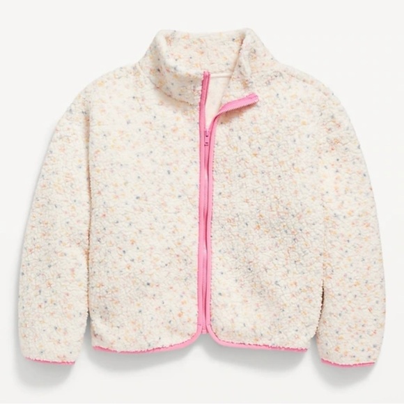 Old Navy Other - Old Navy Cozy Sherpa Printed Zip-Front Jacket - Confetti/Pink, Size XL (14-16)